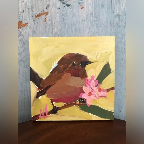 Original oil painting of sweet little Dipper Bird on A-grade composite wood - Picture 7 of 10